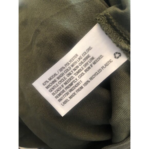 NWT Ava & Viv Size X Olive Green Maxi Midi Dress Short Sleeve Belted - Picture 8 of 8